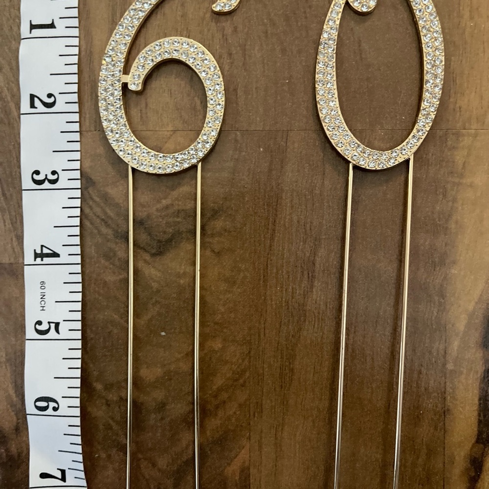 Gold Rhinestone Number Cake Toppers